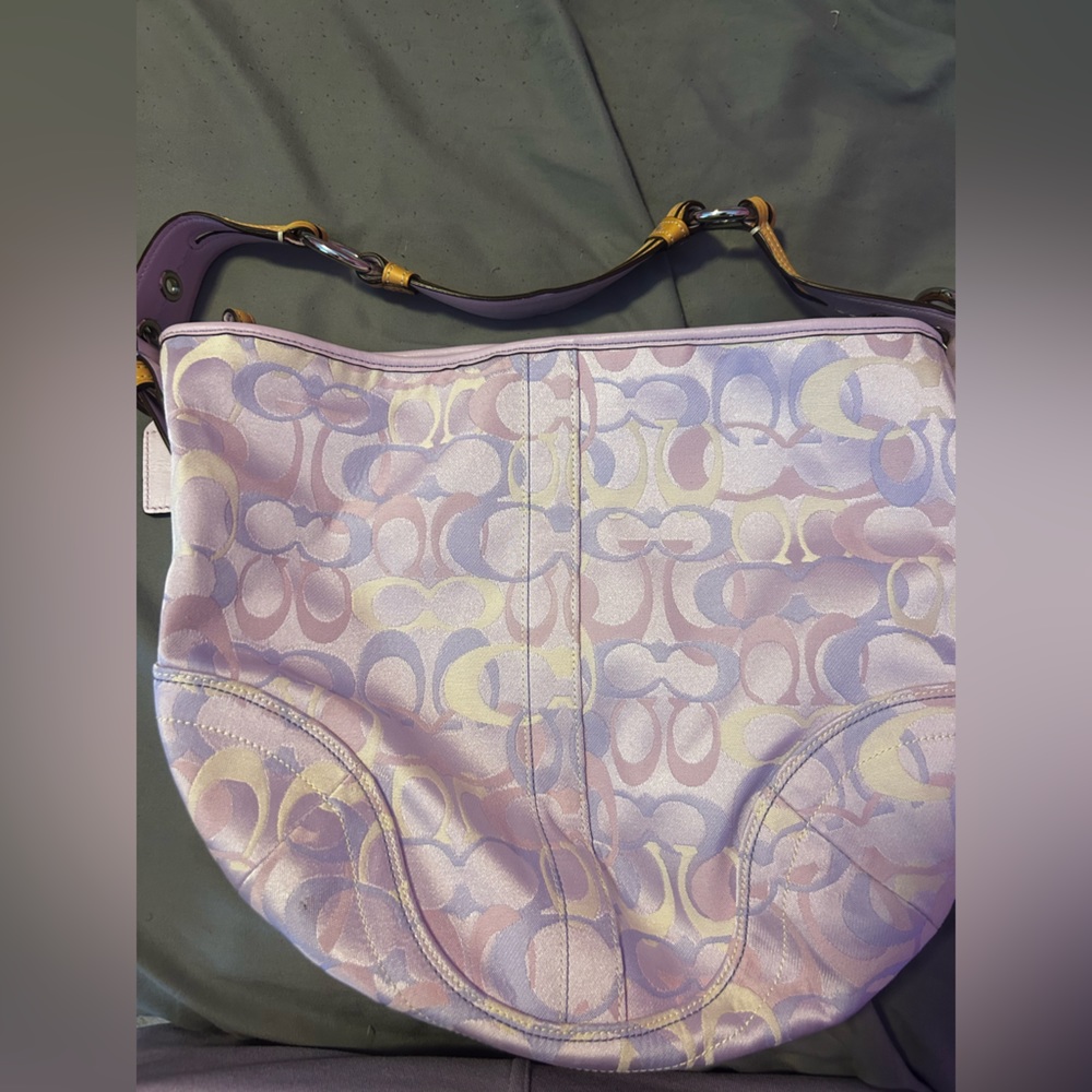 Purple coach bag used